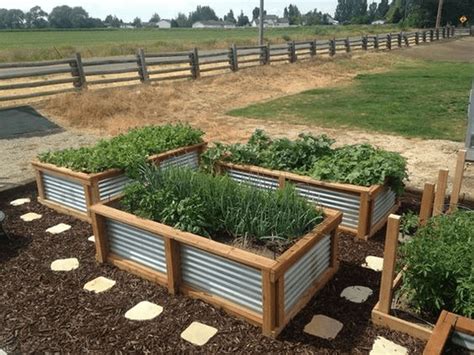 corregated metal garden boxes|corrugated steel raised planter bed.